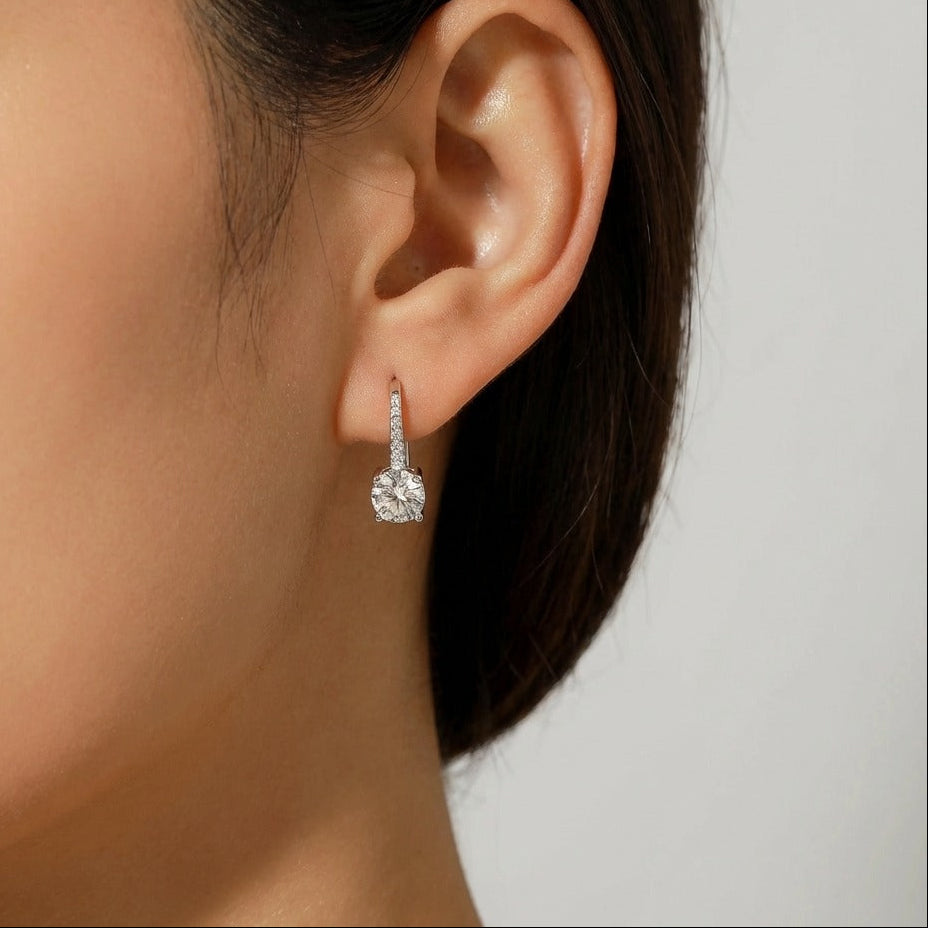 Luna Pavé Solitaire Earrings - Joie d’Or