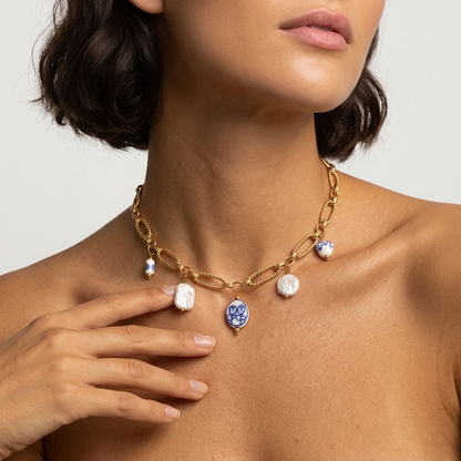 Bianca Porcelain Pearl Gold Necklace