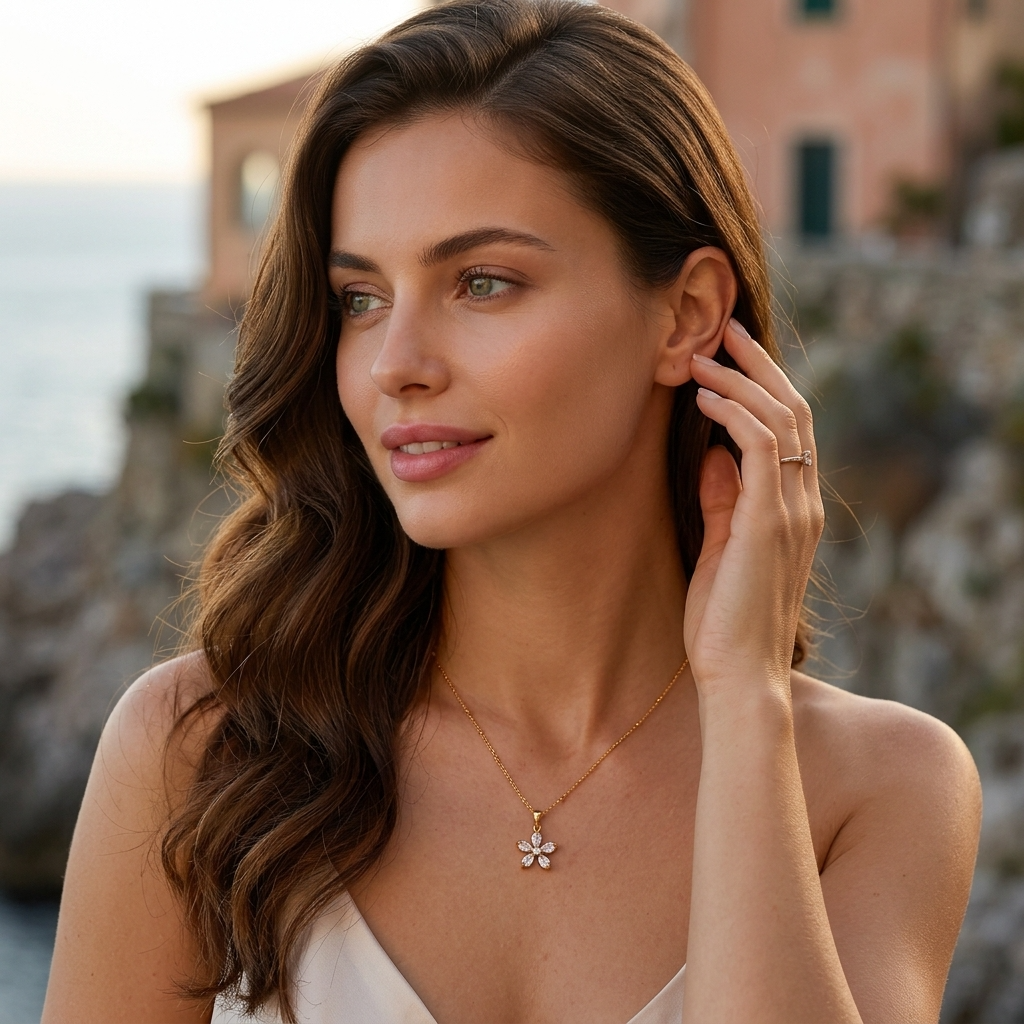 Eléonore Crystal Floral Pendant Necklace