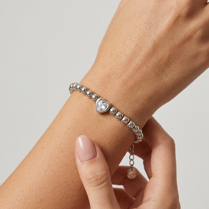 Vittoria Heart Beaded Silver Bracelet