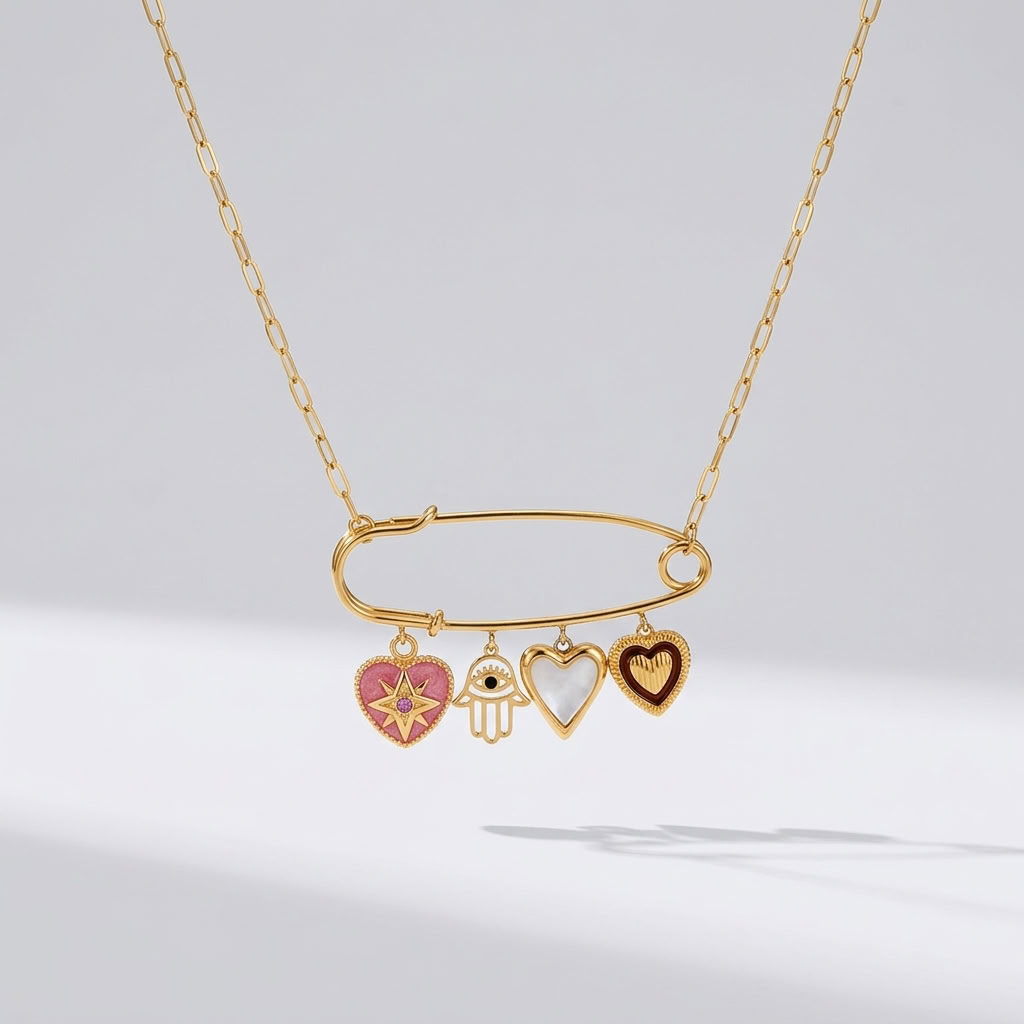 Amira Safety Pin Gold Necklace - Joie d’Or