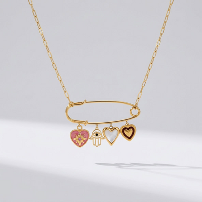 Amira Safety Pin Gold Necklace