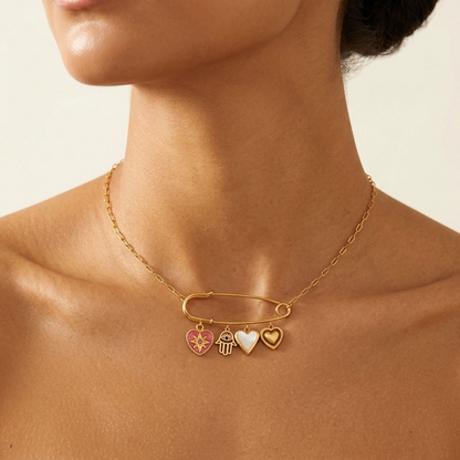Amira Safety Pin Gold Necklace