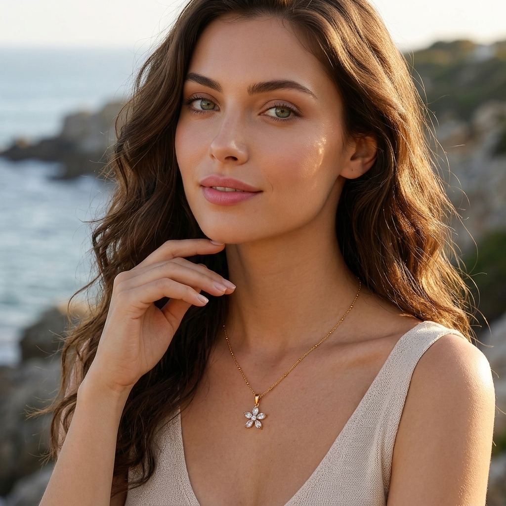 Eléonore Crystal Floral Pendant Necklace