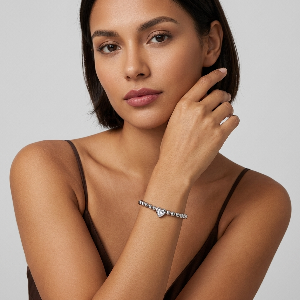Vittoria Heart Beaded Silver Bracelet - Joie d’Or