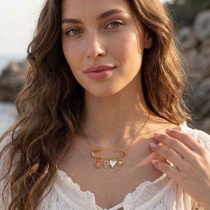 Amira Safety Pin Gold Necklace