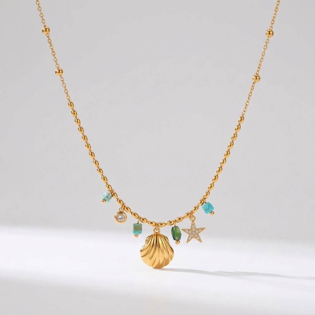 Sirena Shell Charm Gold Necklace