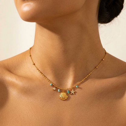Sirena Shell Charm Gold Necklace