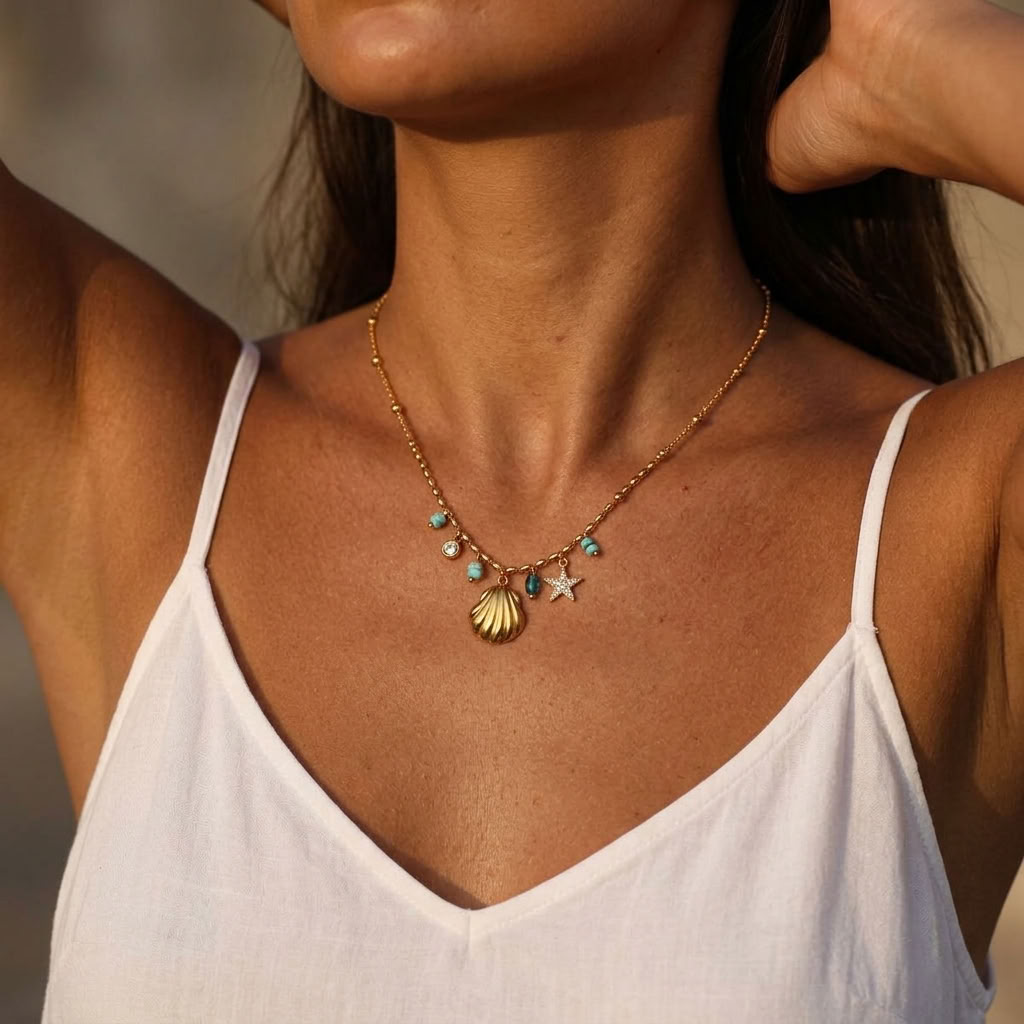 Sirena Shell Charm Gold Necklace