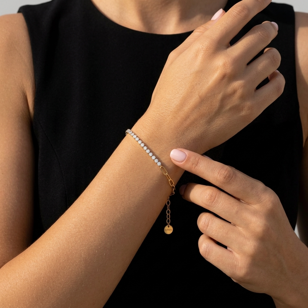 Chiara Tennis & Paperclip Gold Bracelet - Joie d’Or