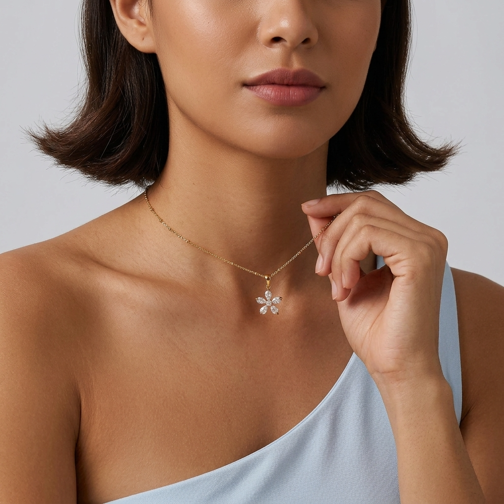 Eléonore Crystal Floral Pendant Necklace