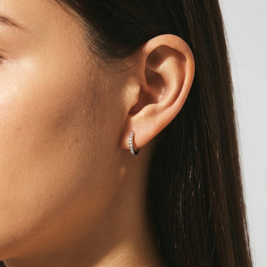 Emma Pavé Silver Hoops - Joie d’Or