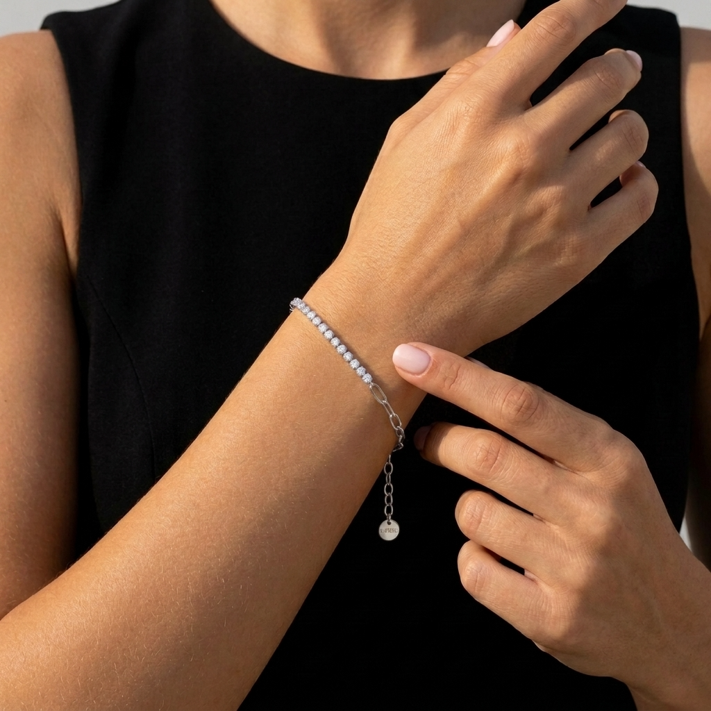 Chiara Tennis & Paperclip Silver Bracelet - Joie d’Or