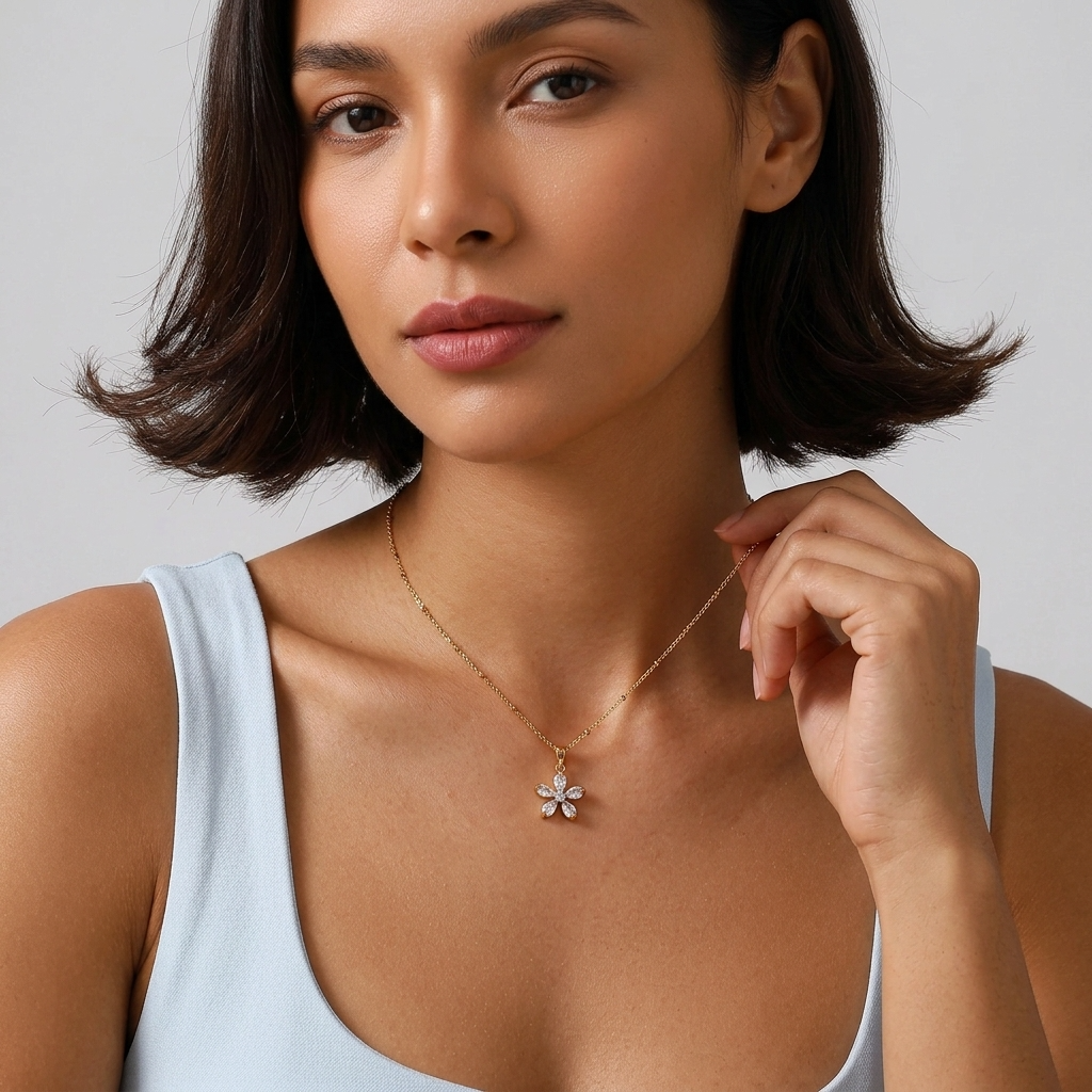 Eléonore Crystal Floral Pendant Necklace