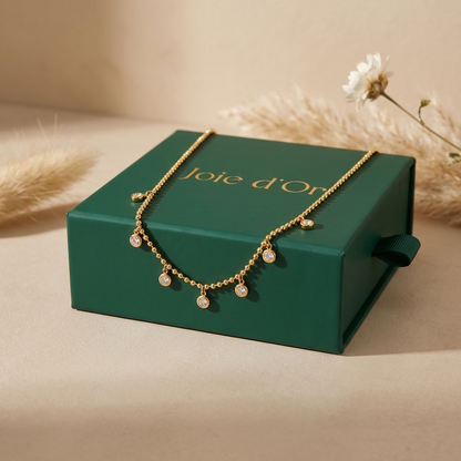 Lora Crystal Drop Gold Necklace
