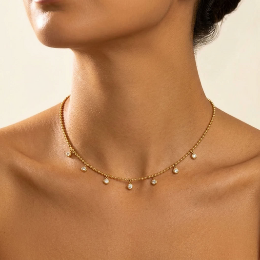 Lora Crystal Drop Gold Necklace