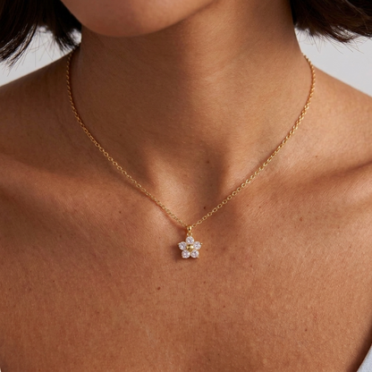 Céleste Crystal Flower Gold Necklace
