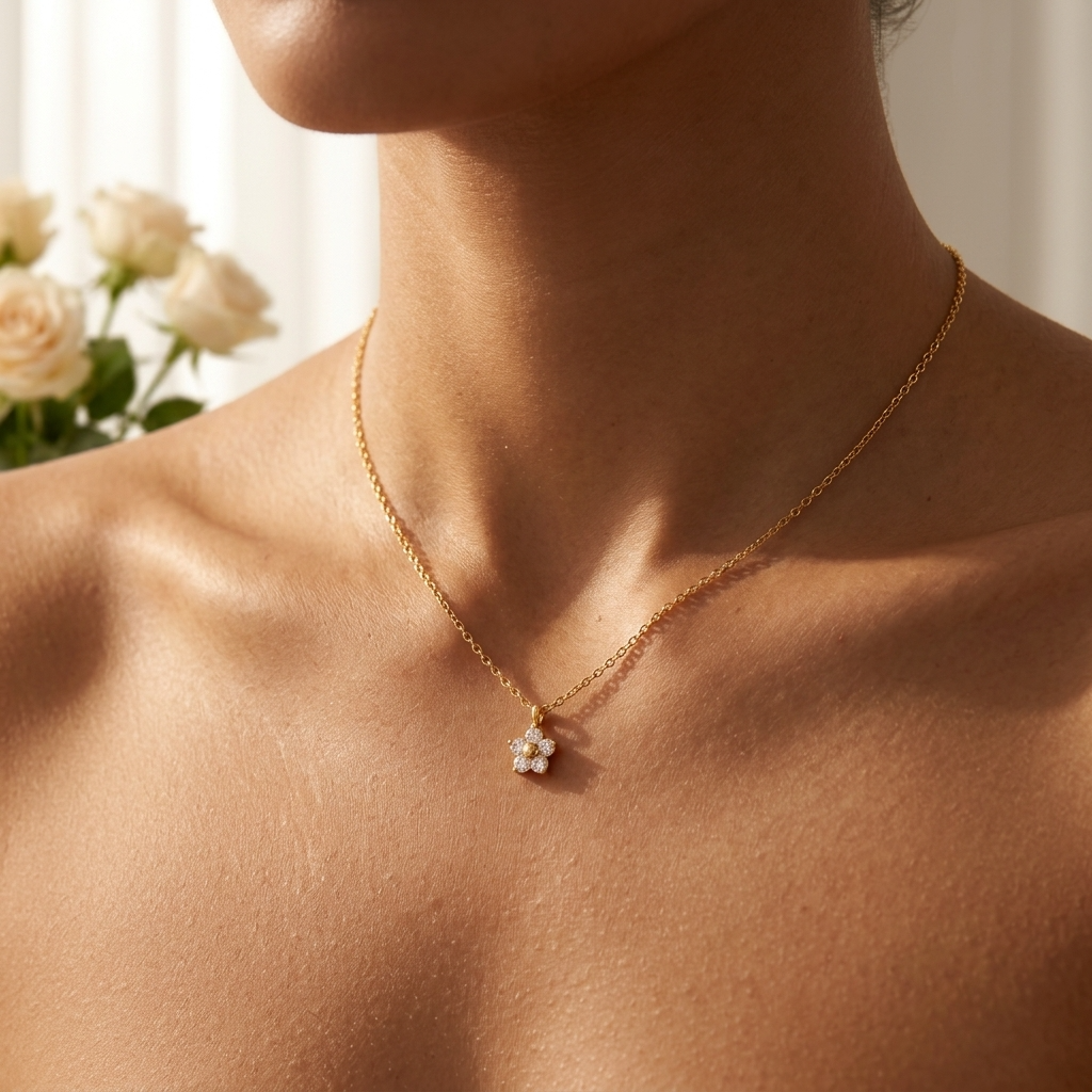 Céleste Crystal Flower Gold Necklace - Joie d’Or