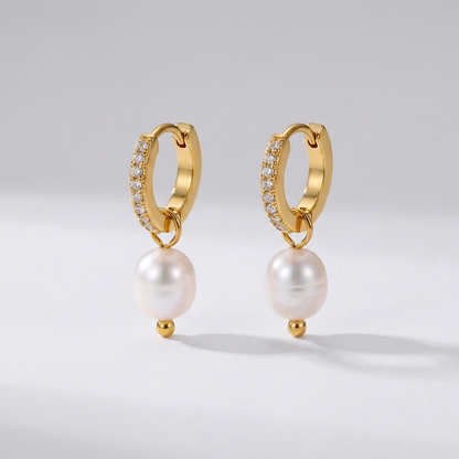 Sara Pave Pearl Earrings - Joie d’Or