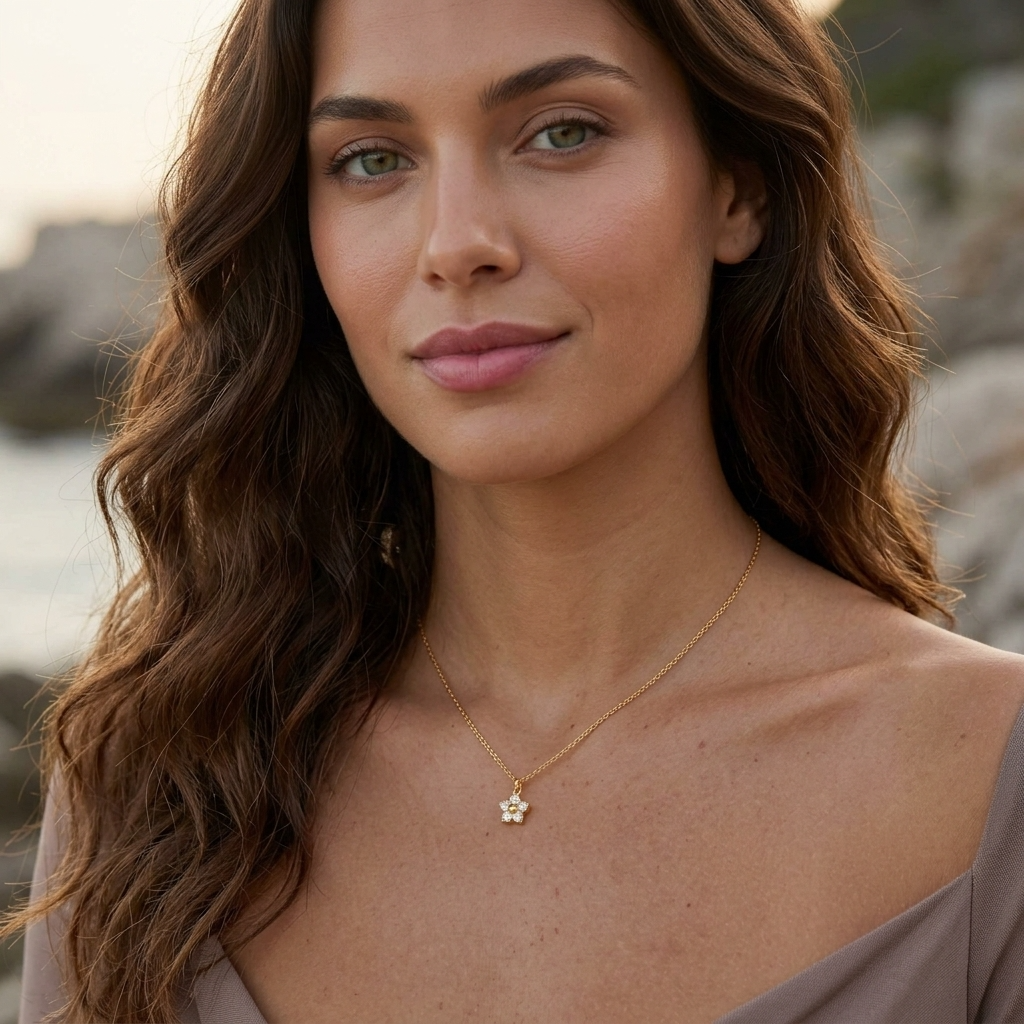 Céleste Crystal Flower Gold Necklace - Joie d’Or
