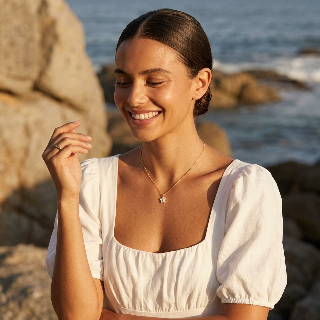 Céleste Crystal Flower Gold Necklace - Joie d’Or