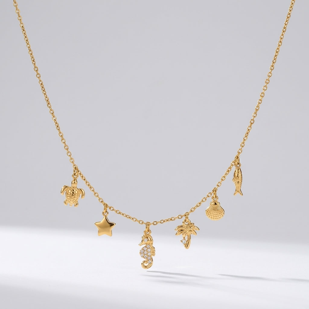 Ramona Sea Charms Gold Necklace