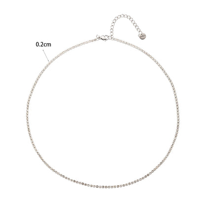 Emma tennis chain silver necklace: a 2 mm zircon tennis chain with extender, length 40 cm plus 5 cm, weight about 5 g