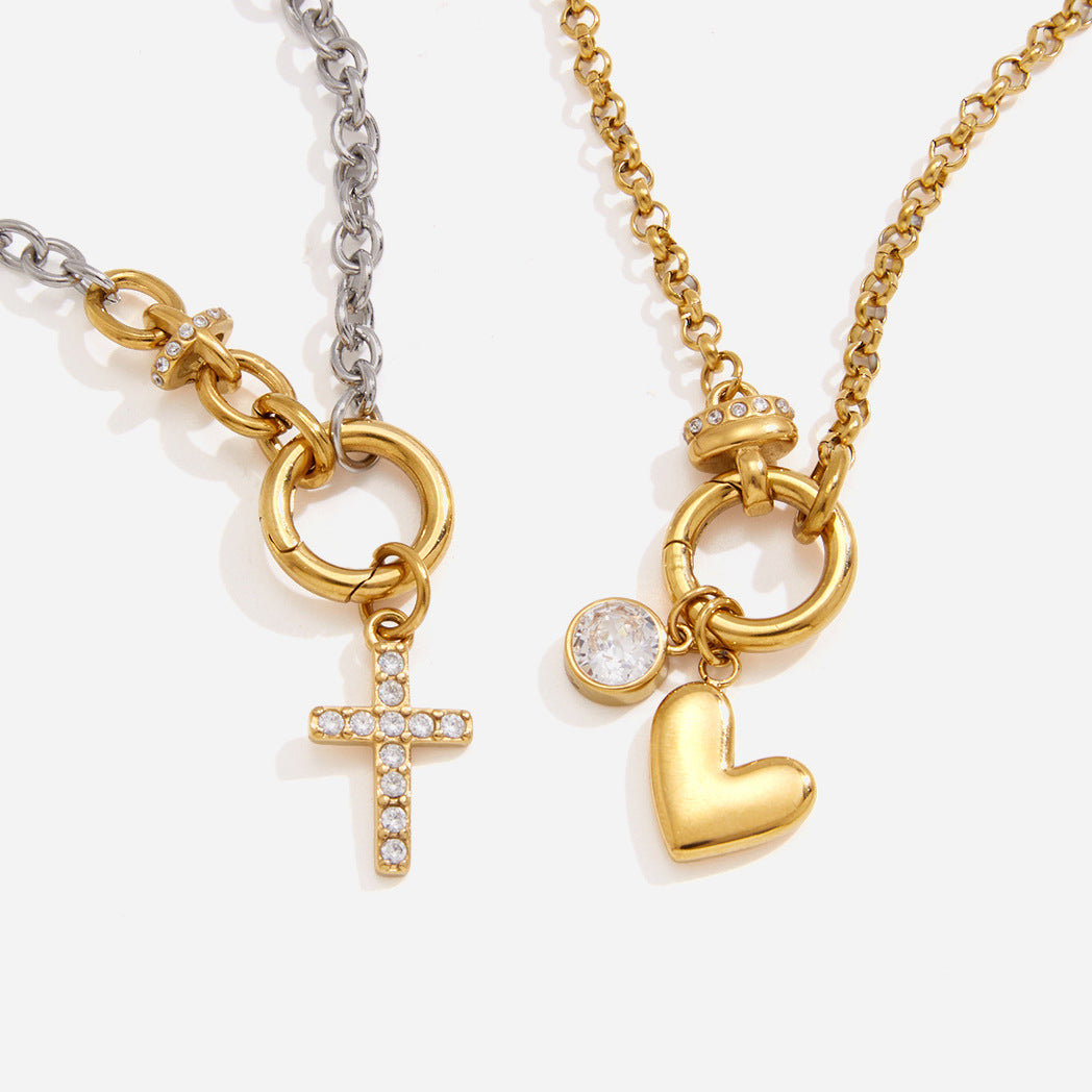 Eugénie Cross Charm Two-Tone Necklace