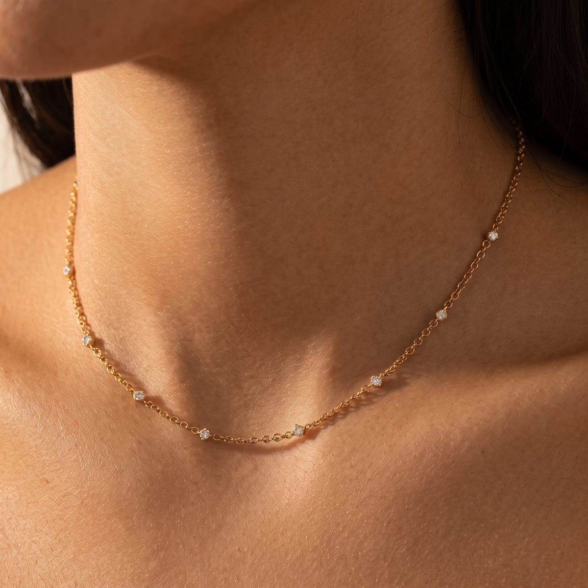 Fiona Crystal Rolo Gold Necklace - Joie d’Or