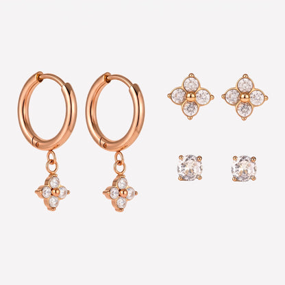 Fleur Clover Trio Gold Earrings - Joie d’Or