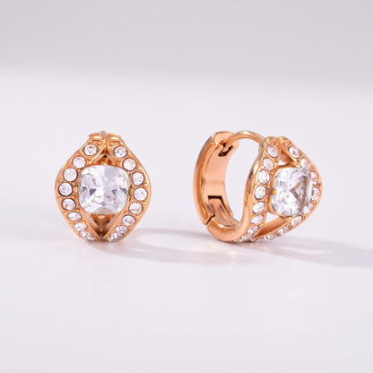 Ilaria Cushion Halo Gold Earrings