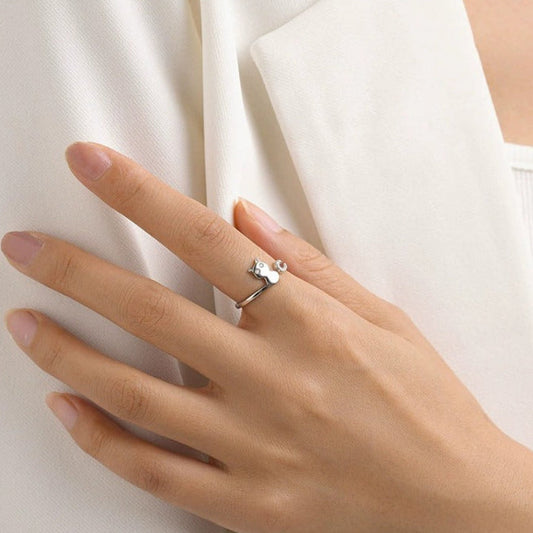 Emma Silver Kitten Ring