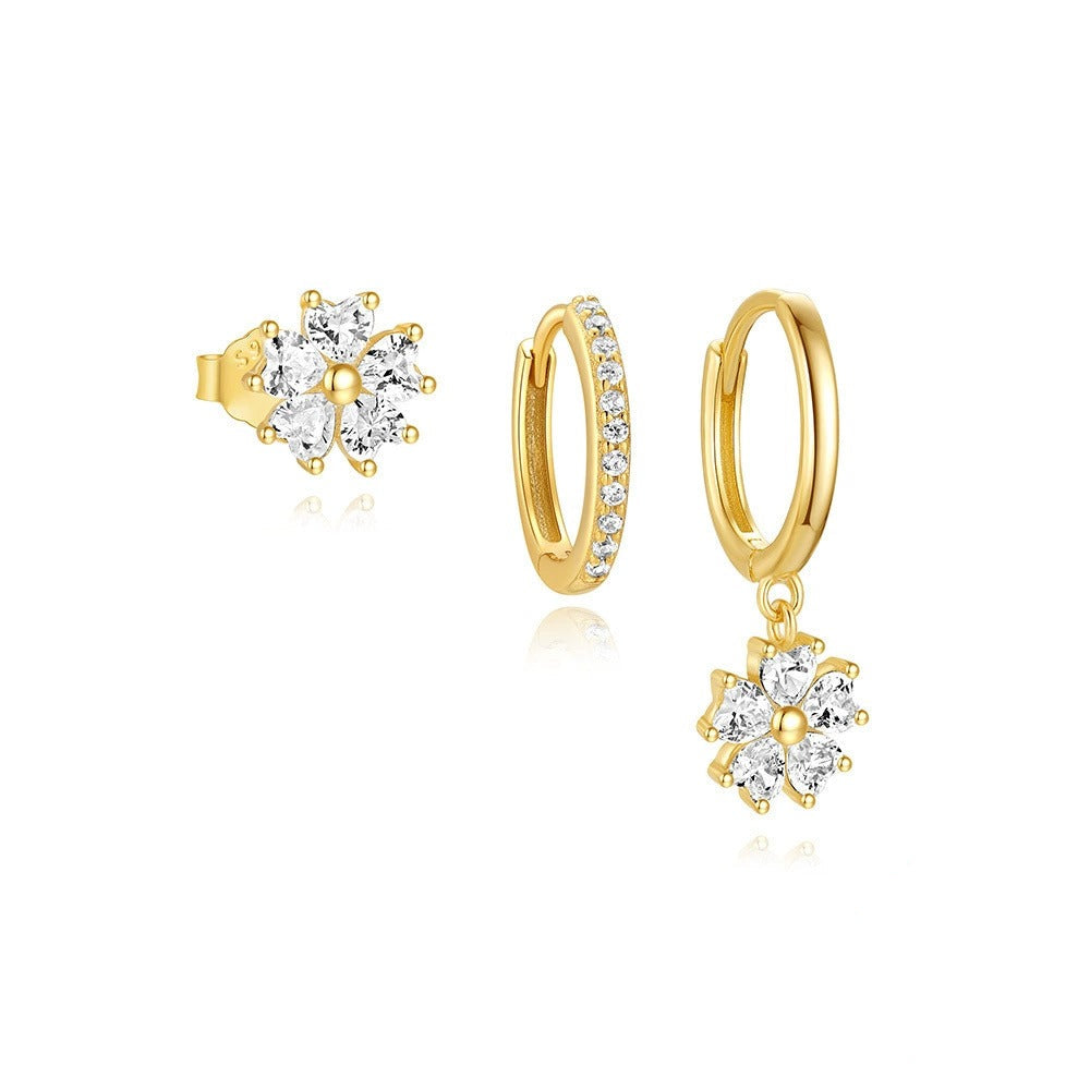 Lilou Crystal Flower Earrings Set