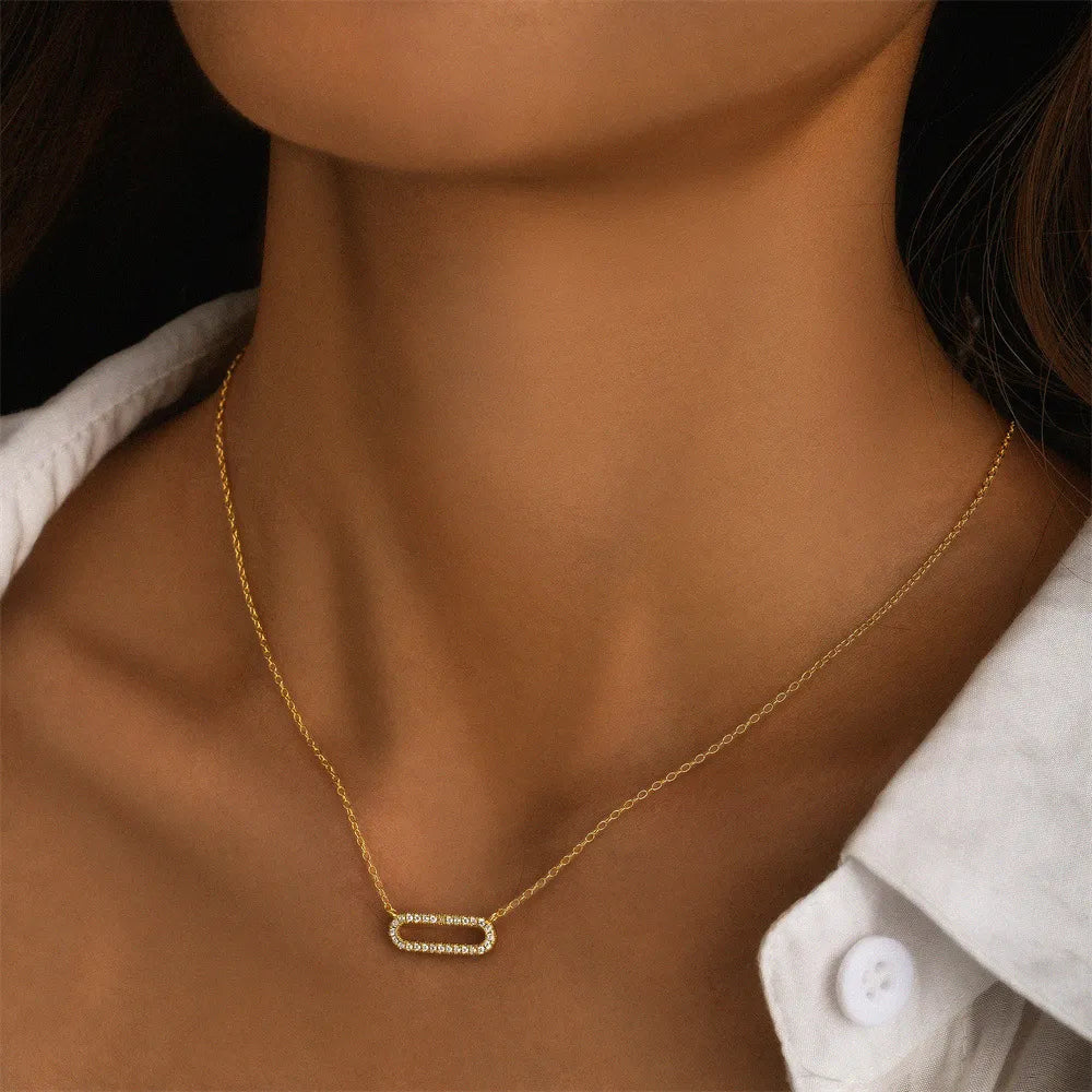 Elodie Oval Sparkle Necklace