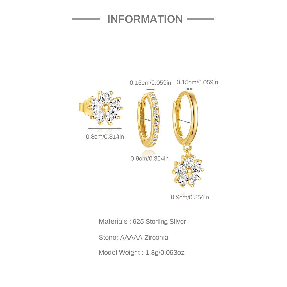 Lilou Crystal Flower Earrings Set