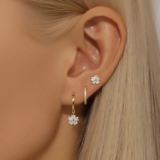 Lilou Crystal Flower Earrings Set