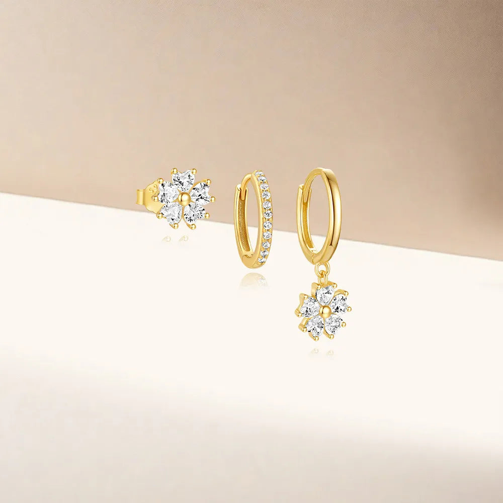 Lilou Crystal Flower Earrings Set