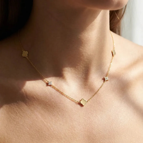 Clover Crystal Necklace Gold Plated Sterling Silver – Joie d'Or