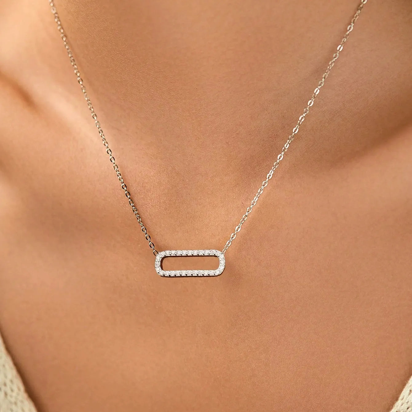 Elodie Oval Sparkle Necklace