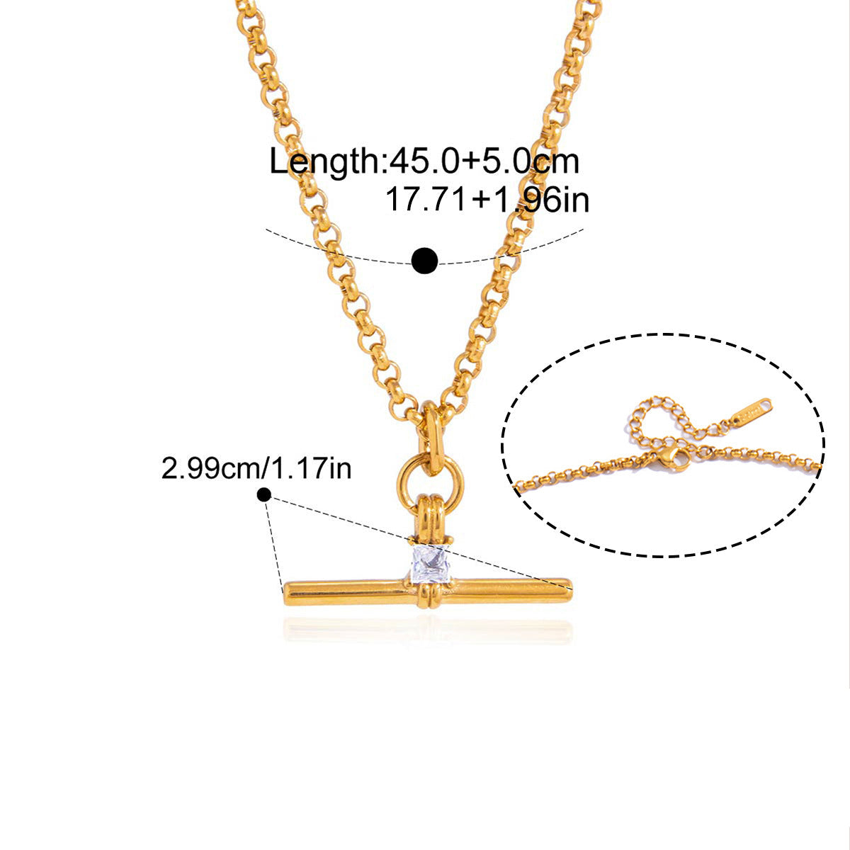 Joséphine T-Bar Crystal Gold Necklace