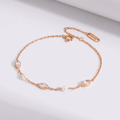 Liana Marquise Pearl Gold Bracelet - Joie d’Or