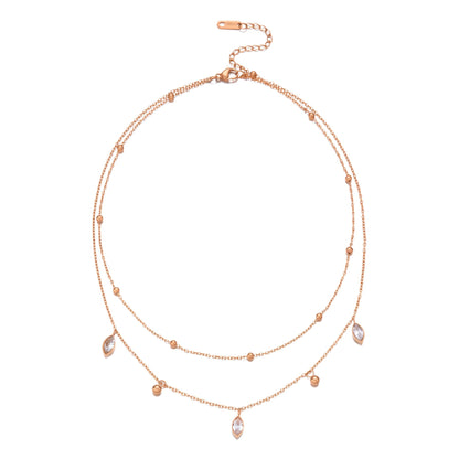 Lucette Layered Marquise Gold Necklace
