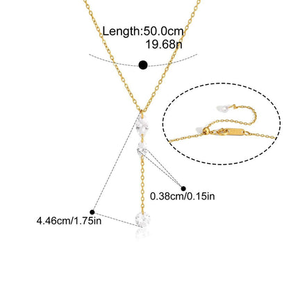 Mireille marquise drop necklace measurements: length 50cm, drop 4.46cm, marquise 0.38cm, weight 2.4g, stainless steel