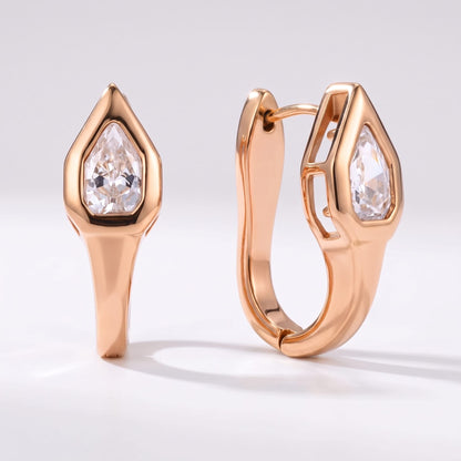 Mireille Pear Bezel Gold Earrings - Joie d’Or