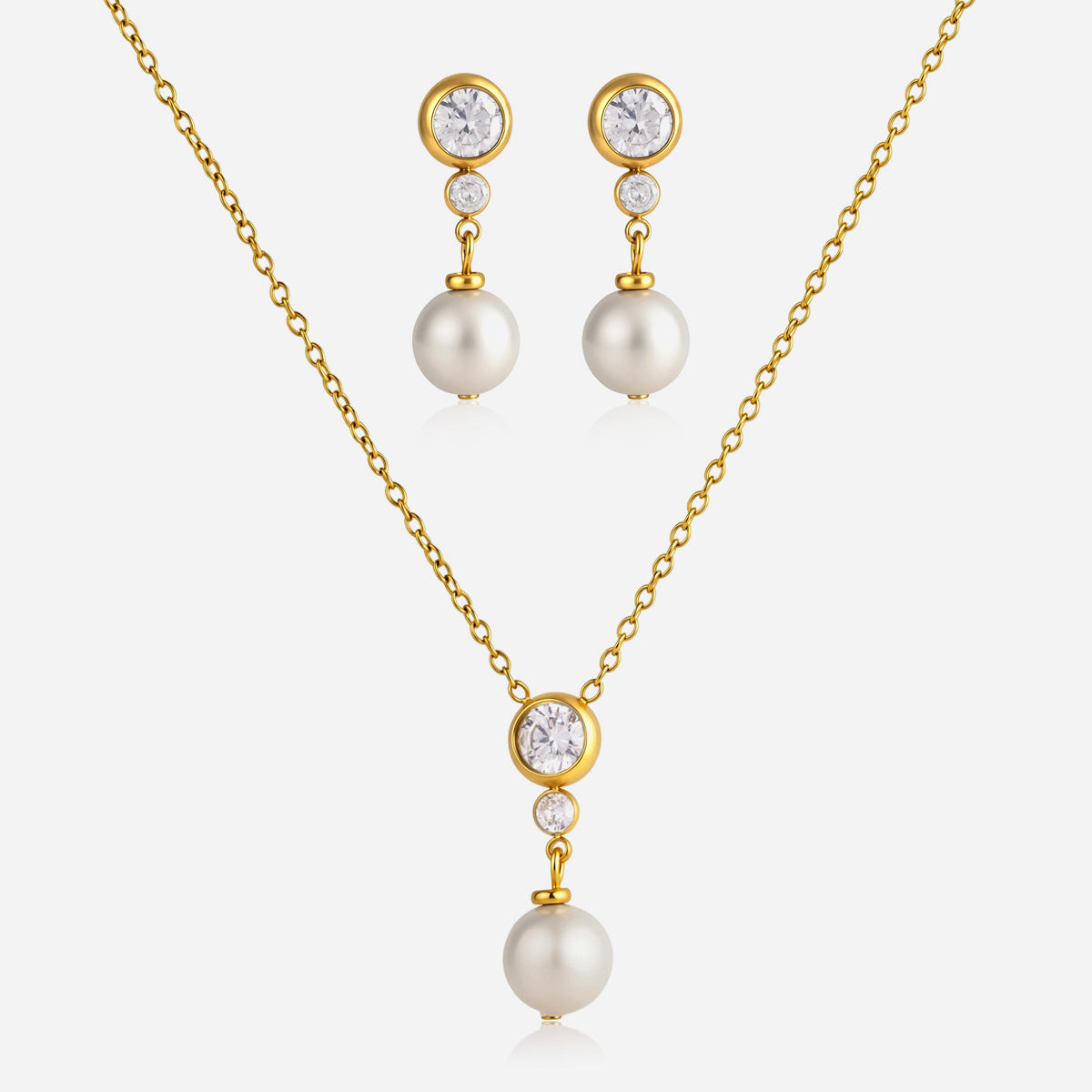 Odette Crystal Pearl Gold Necklace