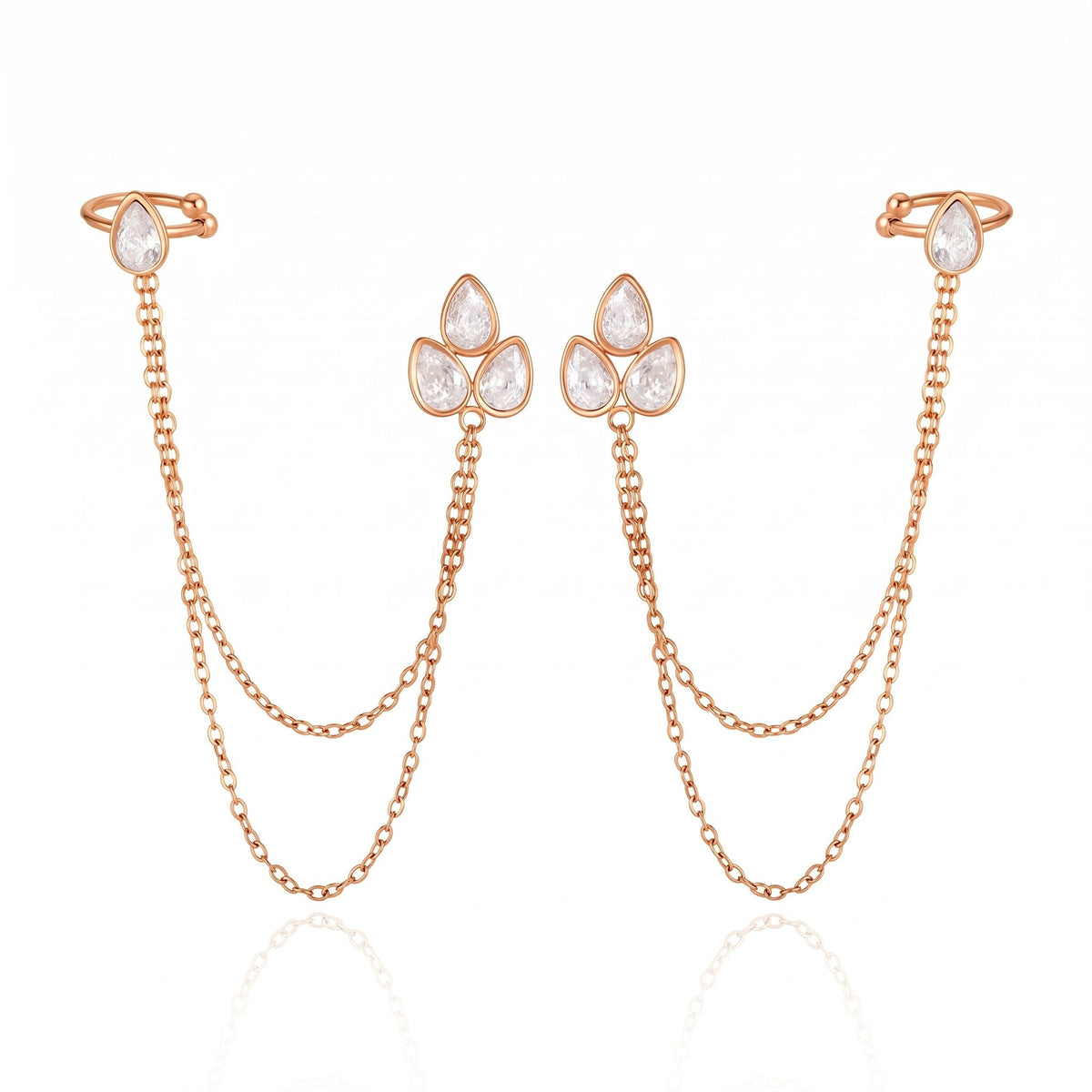 Ophélie Cuff Chain Gold Earrings