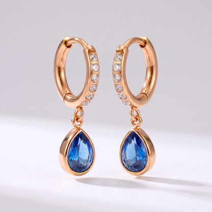 Paola Blue Teardrop Gold Earrings