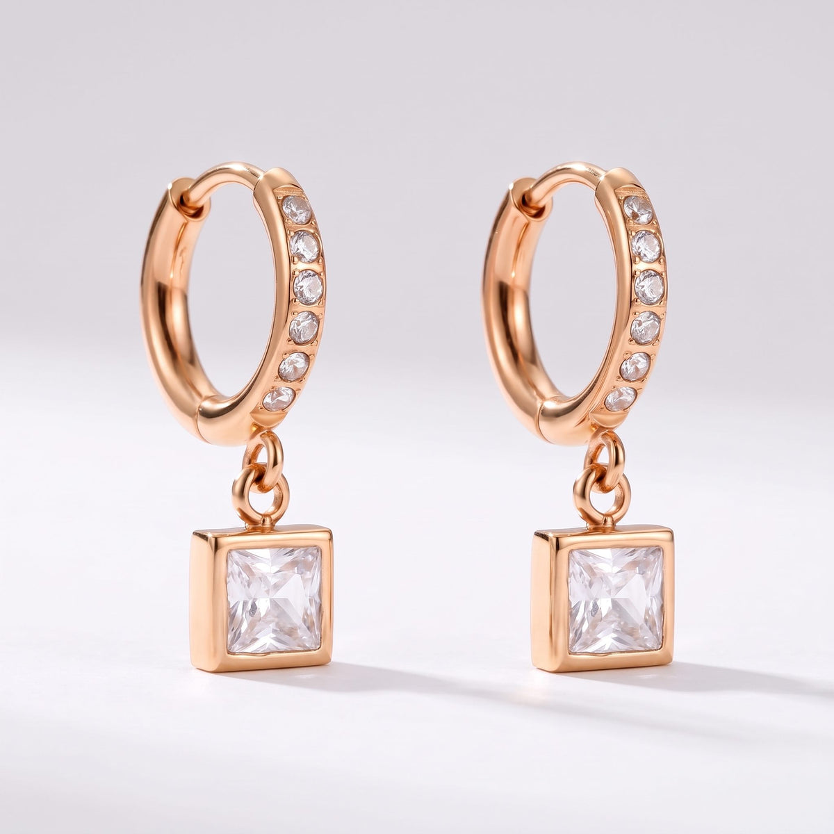 Paola Crystal Square Gold Earrings