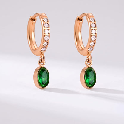 Paola Green Oval Gold Earrings