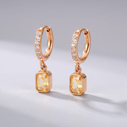 Paola Yellow Octagon Gold Earrings